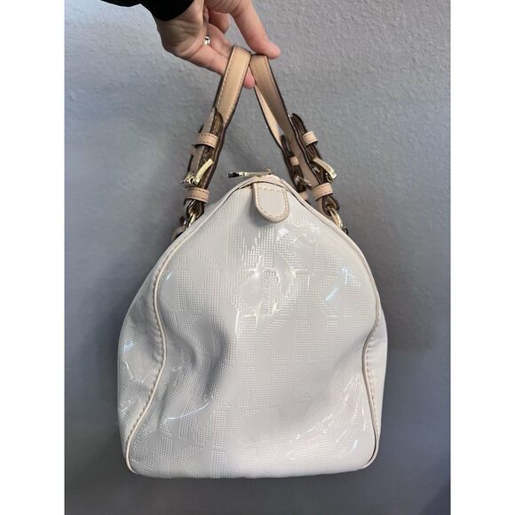 MICHAEL KORS Jet Set White Signature Boston Bag Authenticated Rare Patent Design - Picture 5 of 16